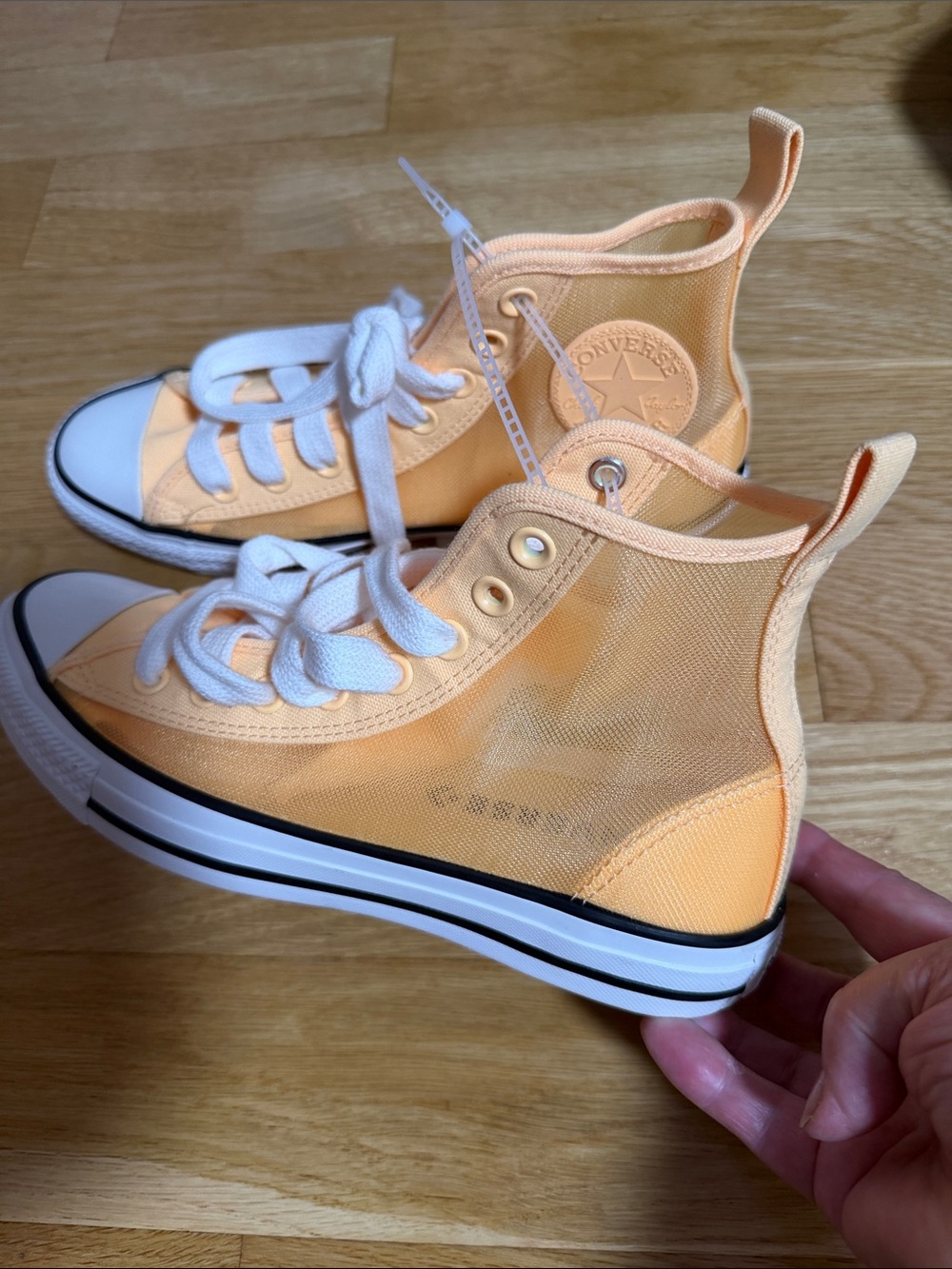 Converse Kids High-Top Sneakers in Peach and White